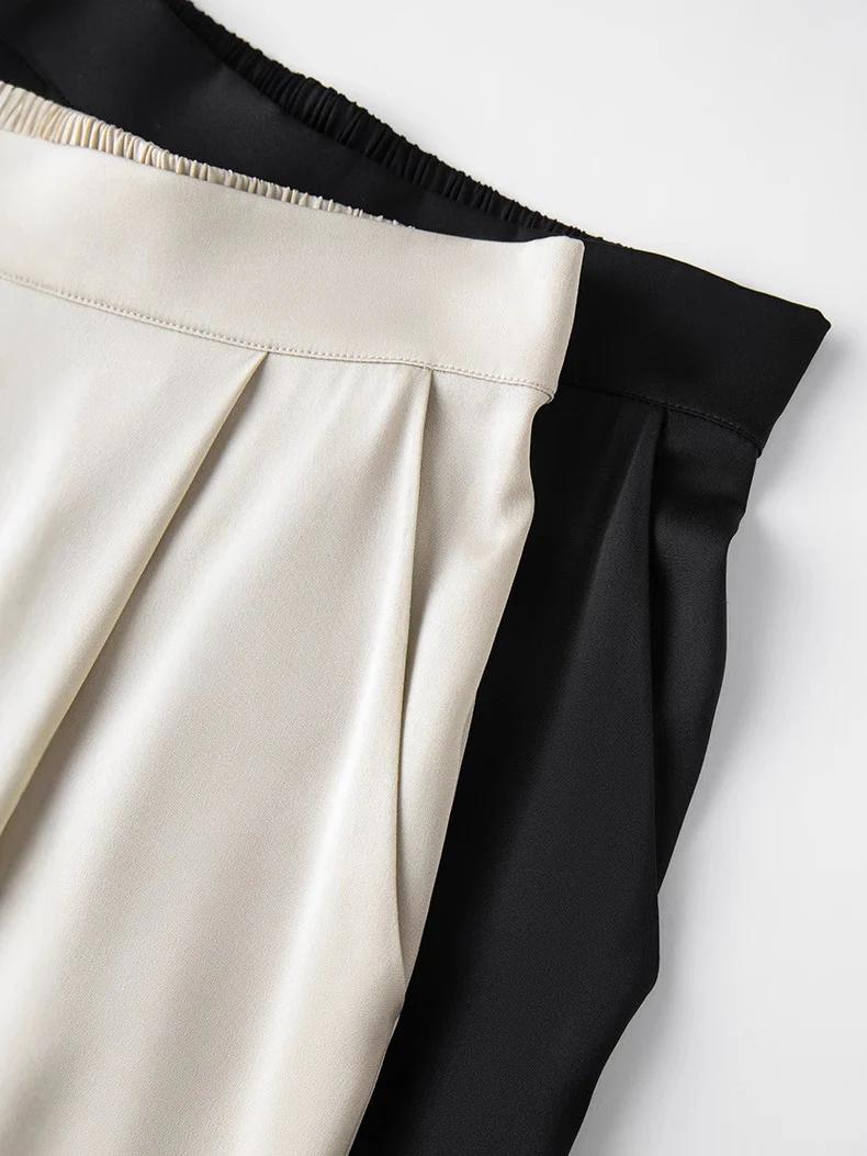 SuyaDream, pantalons longs femme, 93% soie 7% élasthanne, taille élastique, pantalon Chic uni, bas p