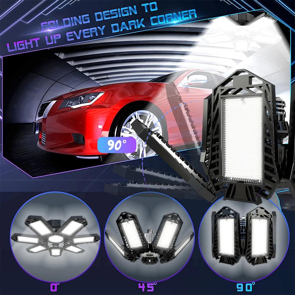 Eclairage de garage pliant, lumière LED, plafonnier E26, lumières High Bay, OVNI, ampoule déformable