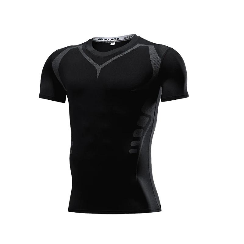 T-shirt compression homme manches courtes - Haut sport respirant pour musculation et course d'été