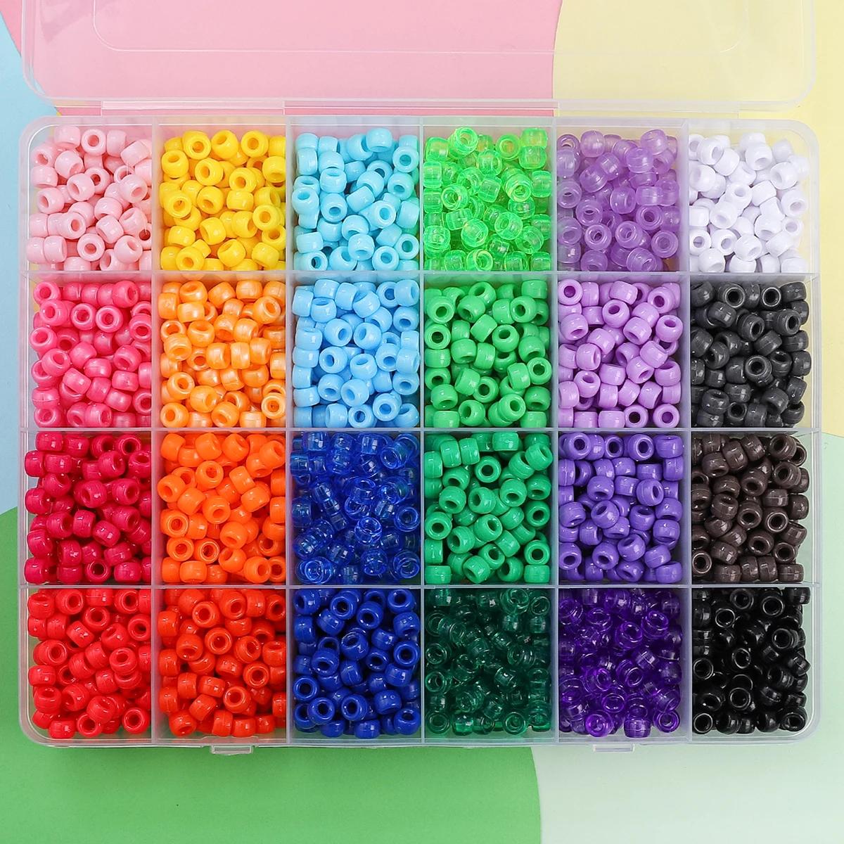 Kit d'artisanat de perles multicolores, perles de poney en plastique pour bijoux exécutifs, bracelet