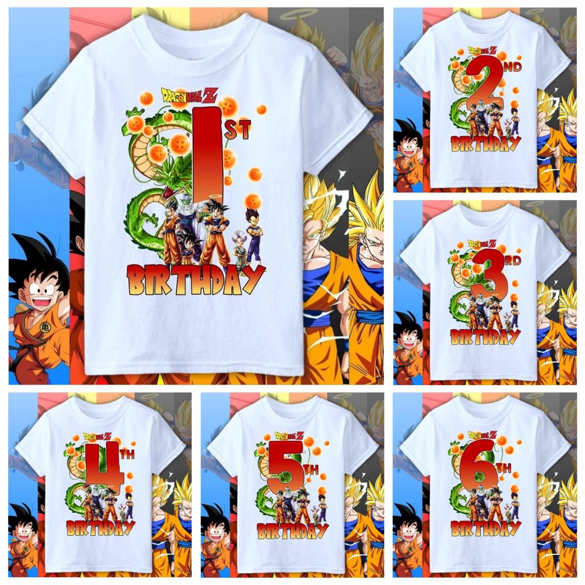 T-shirt d'été Dragon Ball BIRTHDAY pour enfants, garçons et filles, de 0 à 12 ans, mode décontractée