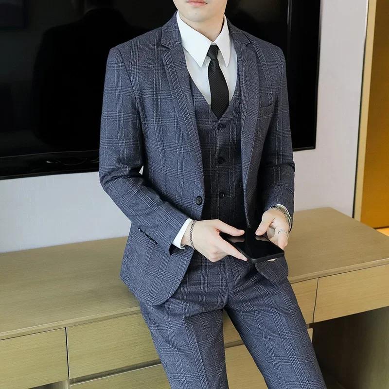 Costume de mariage et de travail pour homme en chanvre et coton, coupe ajustée, style mode, affaires