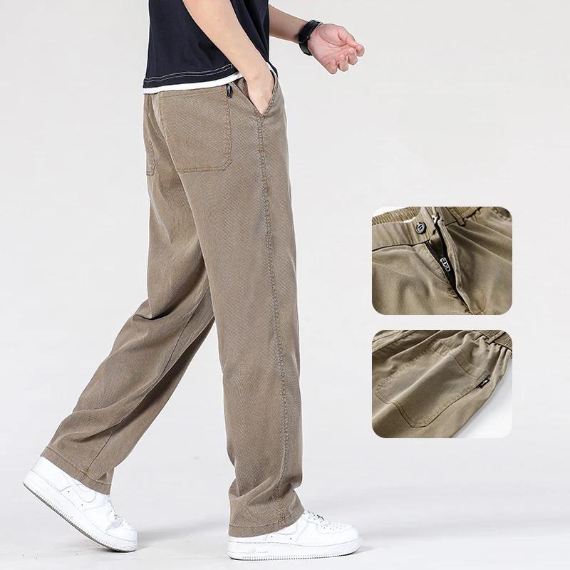 Jeans d'été en tissu Lyocell doux ultra-mince de haute qualité pour hommes, pantalons en denim droit