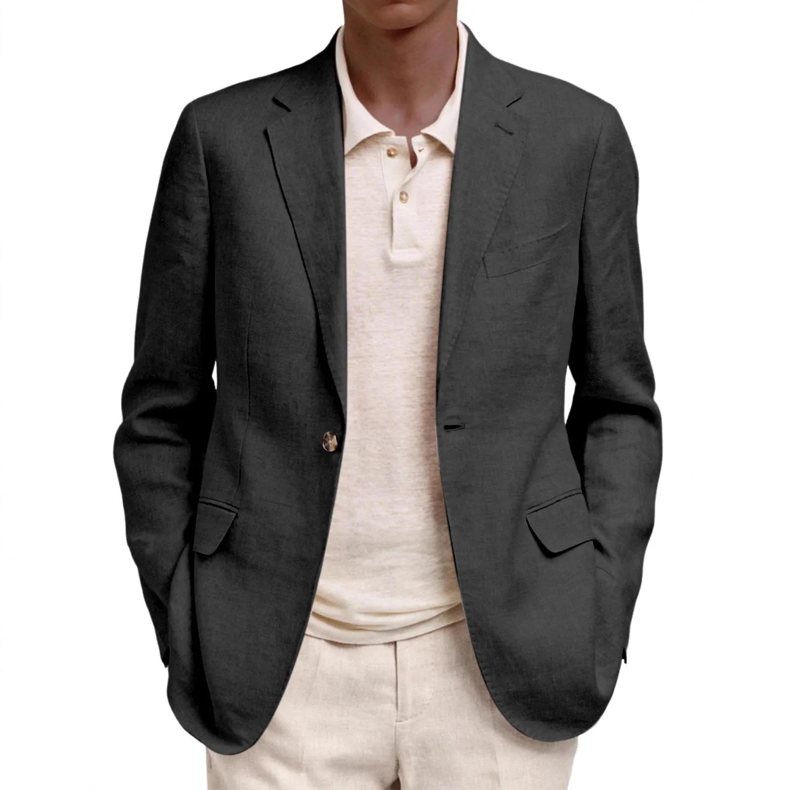 Blazer décontracté pour homme de style européen et américain à manches longues avec col à revers et