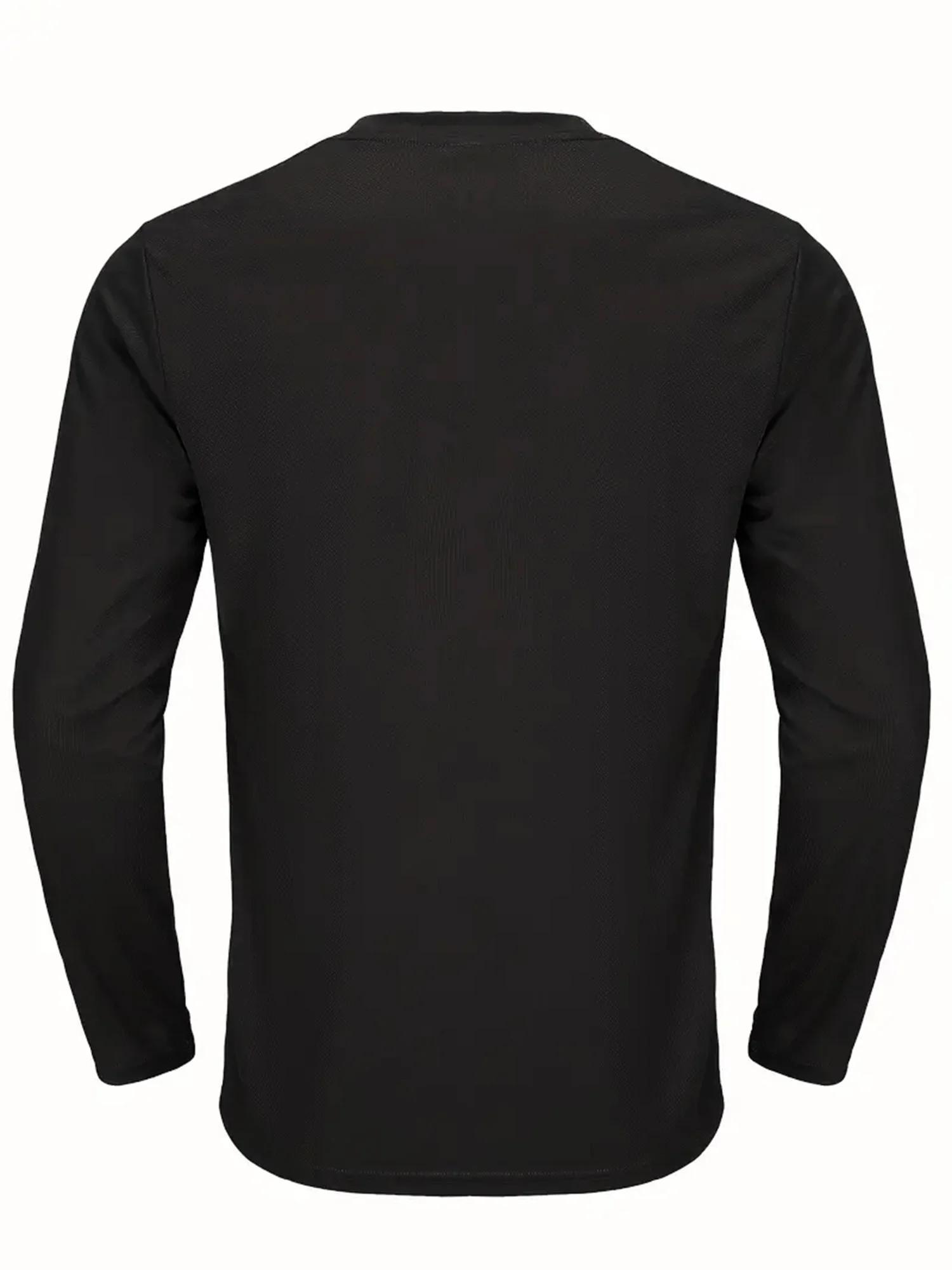 Chemise à col rond à manches longues pour homme, haut de fitness à séchage rapide, chemise de sport