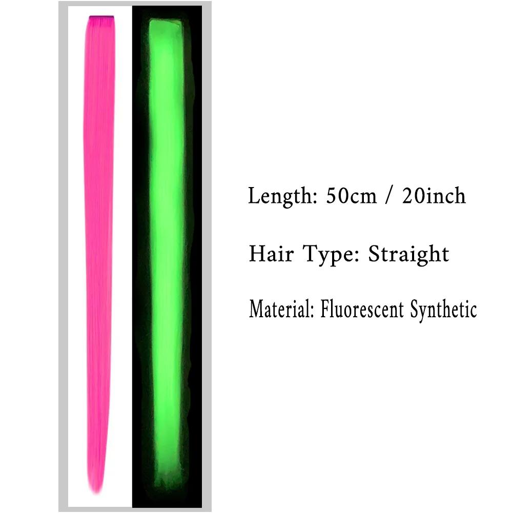 Extensions capillaires synthétiques lisses de 20 pouces, postiches de couleur lumineuse, pinces à ch