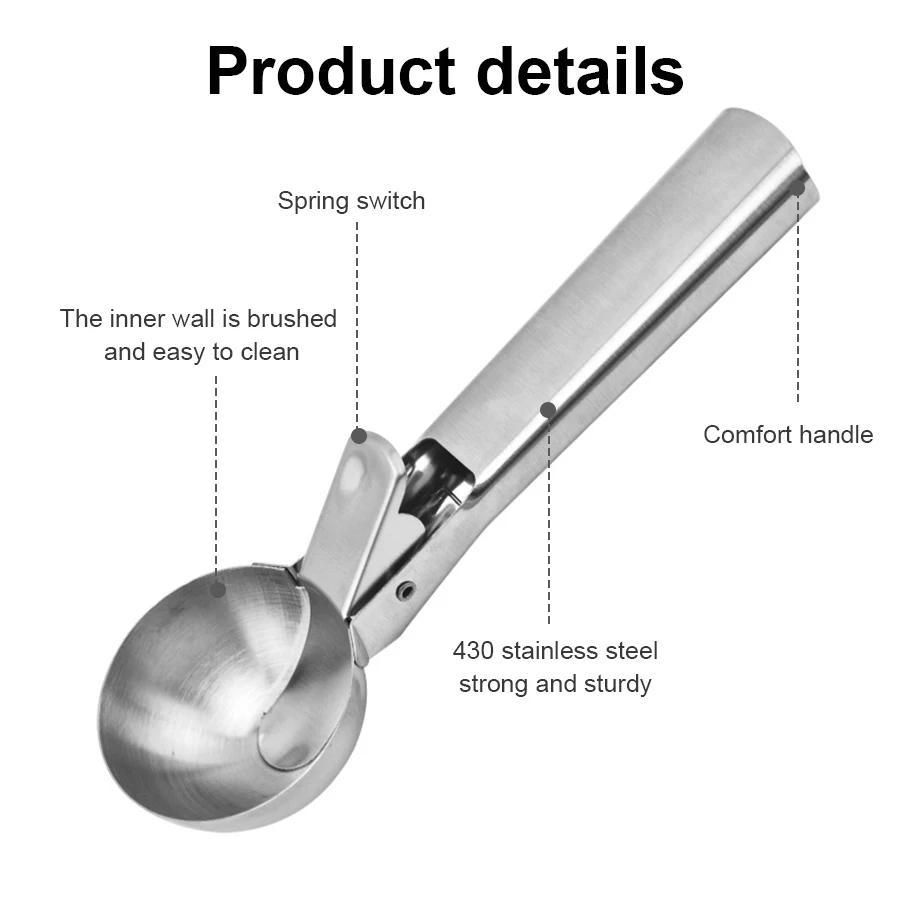 Cuillère à glace à double usage en acier inoxydable, cuillère à glace multifonctionnelle pour fruits