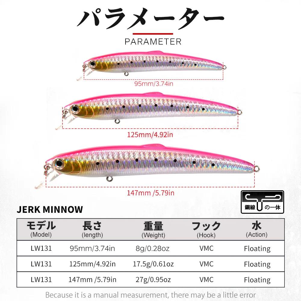 Leurre de pêche Hunthouse Saruna Minnow, jerkbait flottant, 90/125/147 mm, wobbler, leurre dur, pêch