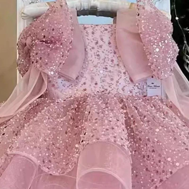 Robe de princesse à paillettes pour enfants, tenue élégante, vêtements d'occasion formels assortis p