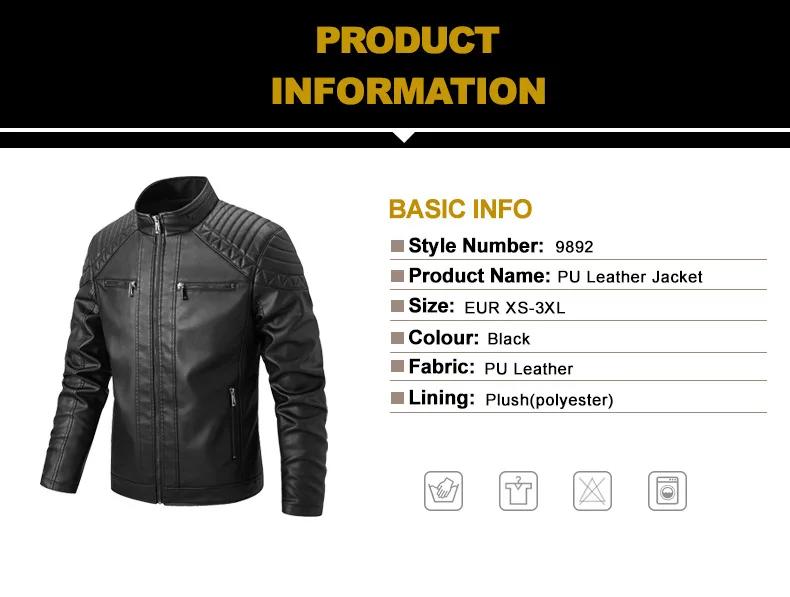 Veste rembourrée en cuir PU pour hommes, taille européenne, avec capuche et col de style moto, vêtem