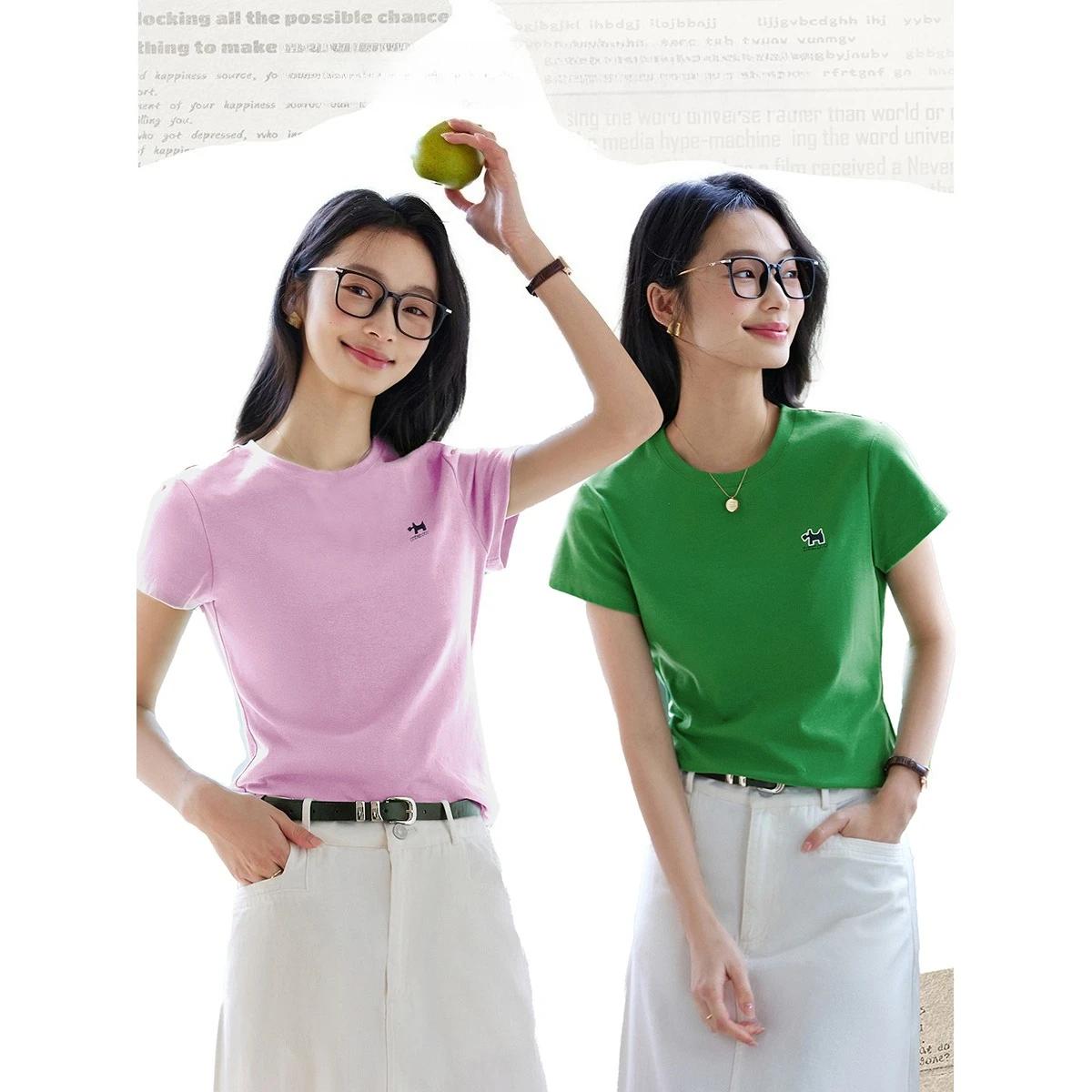 T-shirt minimaliste à manches courtes pour femme VIMLY, nouvelle collection été 2026, col rond, moti