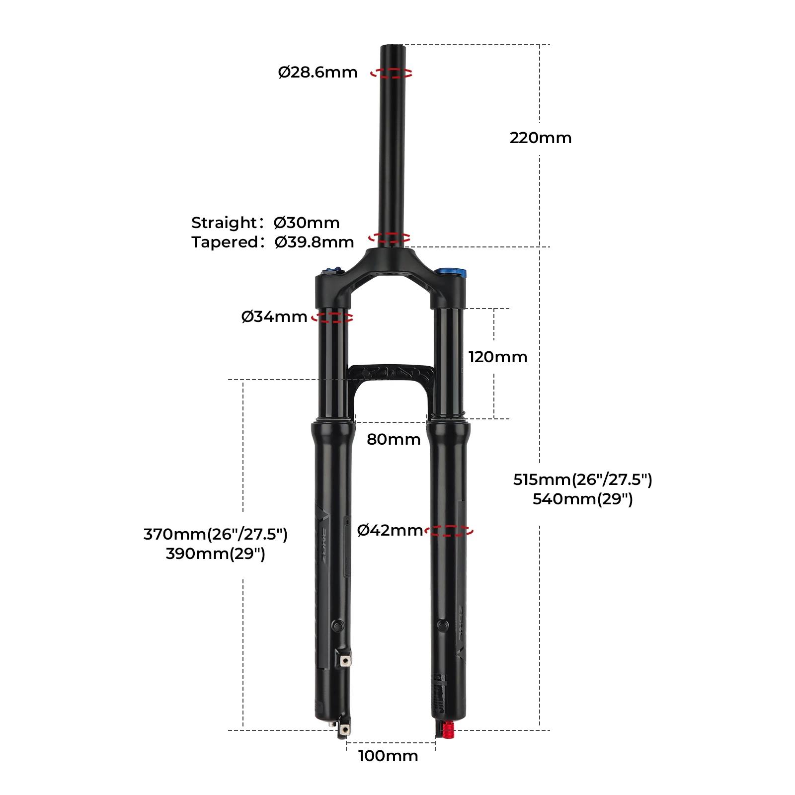 BOLANY 27.5 29er fourche à Air de Suspension de vélo 9x100mm QR vtt fourche de choc avant de vélo re