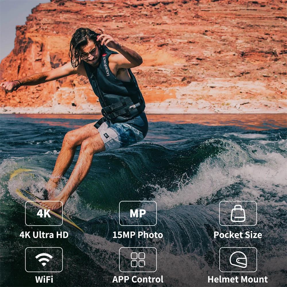 SJCAM C100 Plus caméra d'action 4K 30M étanche 2.4G WiFi Action Sport caméra d'action EIS vélo Sport