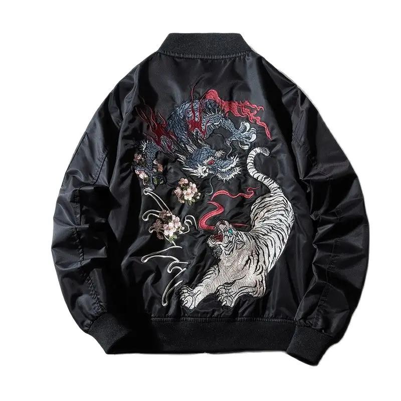 Hommes femmes Bomber veste Dragon tigre brodé Sukajan rembourré manteau de Baseball japon mâle Windr