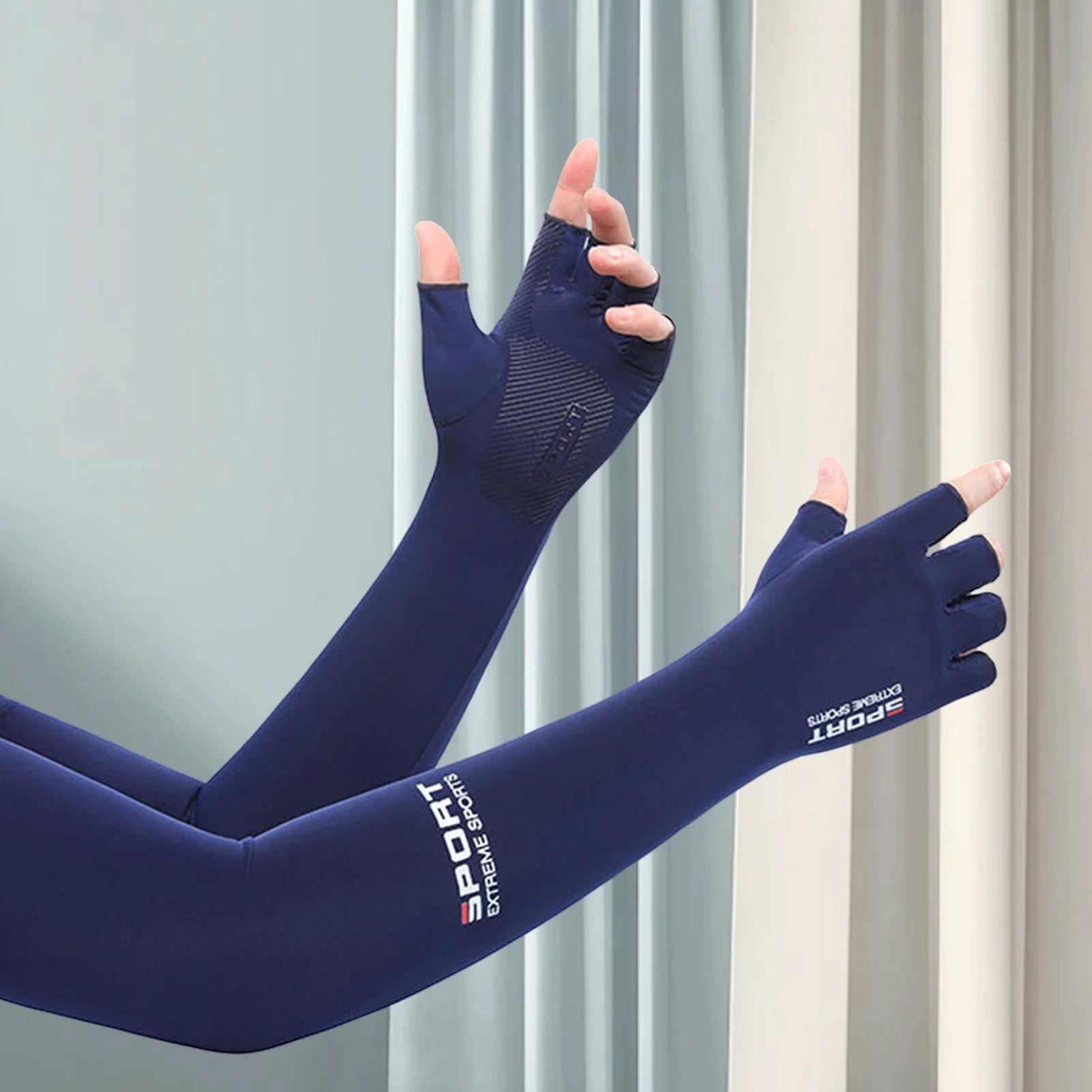 Refroidissement anti-UV d'été Manchons de bras en soie glacée, couverture extensible et respirante