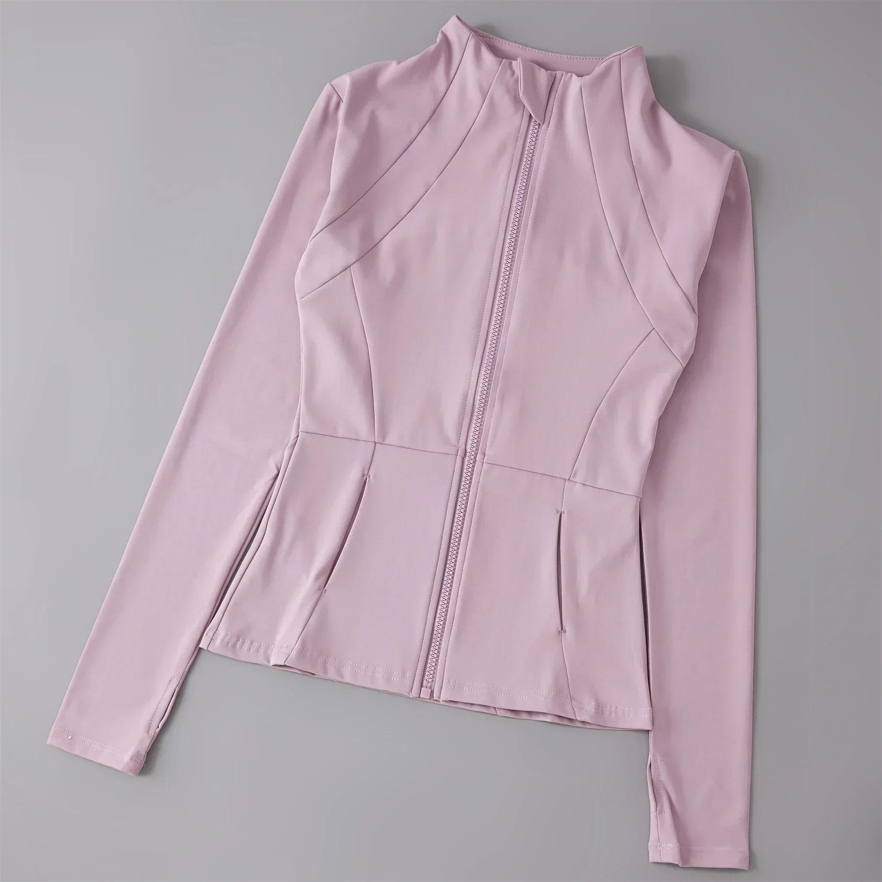 Dessus de Yoga coupe-vent fermeture éclair vestes de course femmes à manches longues course sport sw