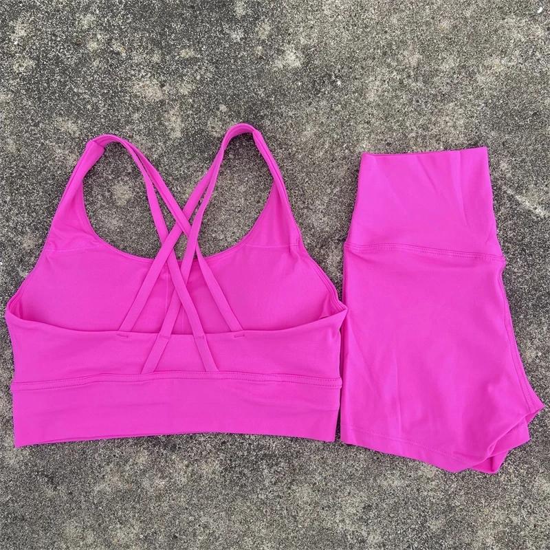 Ensemble de vêtements de Yoga 2 pièces, ensemble short de sport pour femmes, soutien-gorge croisé da
