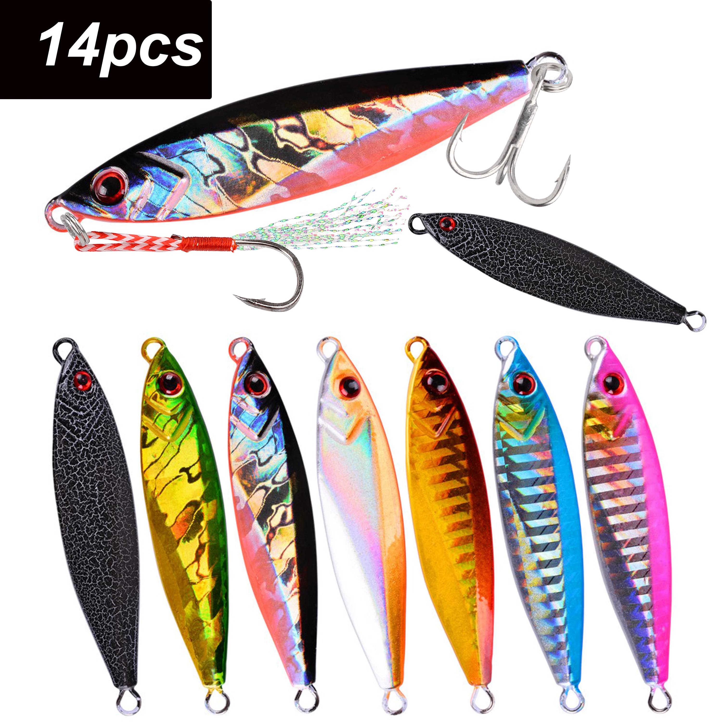 14 pièces gabarit en métal VIB leurre de pêche 14G 21G 30G leurres coulants gabarits de mer cuillère