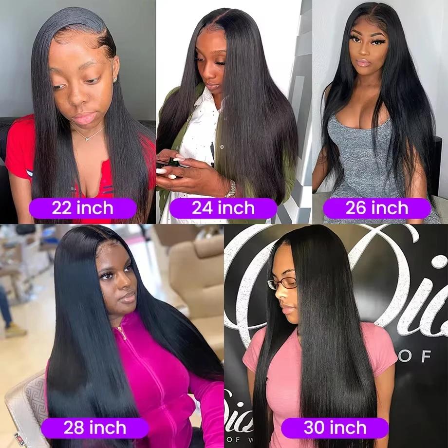 Sophia-Perruque Lace Front Wig Naturelle Lisse, Cheveux Humains, HD, 13x4, 40 Pouces, pour Femme