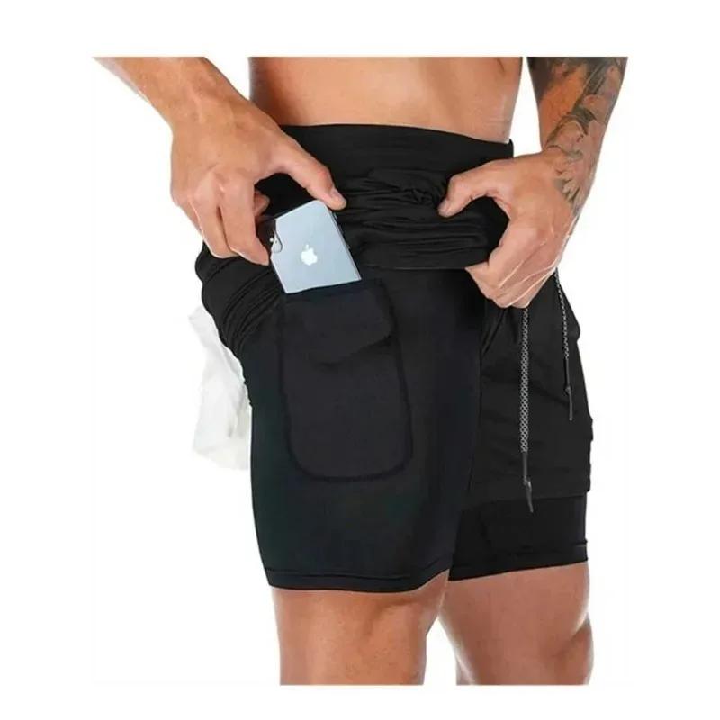 Short d'entraînement d'été 2 en 1 pour hommes, short de Compression de Performance de gymnastique av