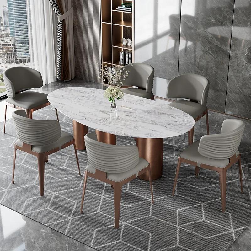 Chaise de salle à manger de luxe légère italienne, simple et moderne, en acier inoxydable, pour la m