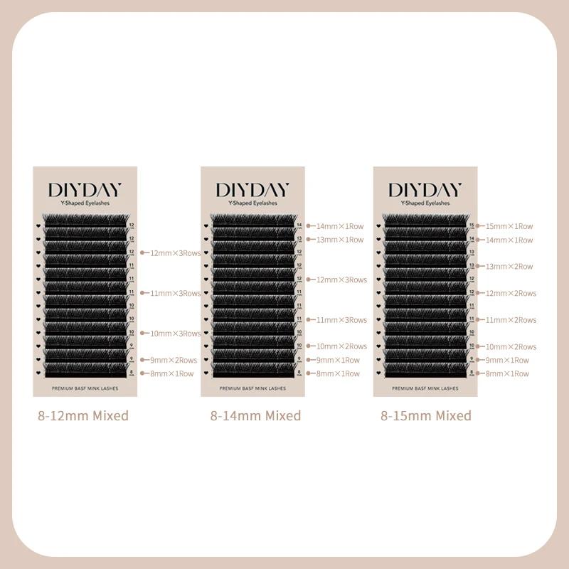 DIYDAY YY Extension de cils en forme de C D Curl Faux cils de vison en gros YY forme Faux cils pour