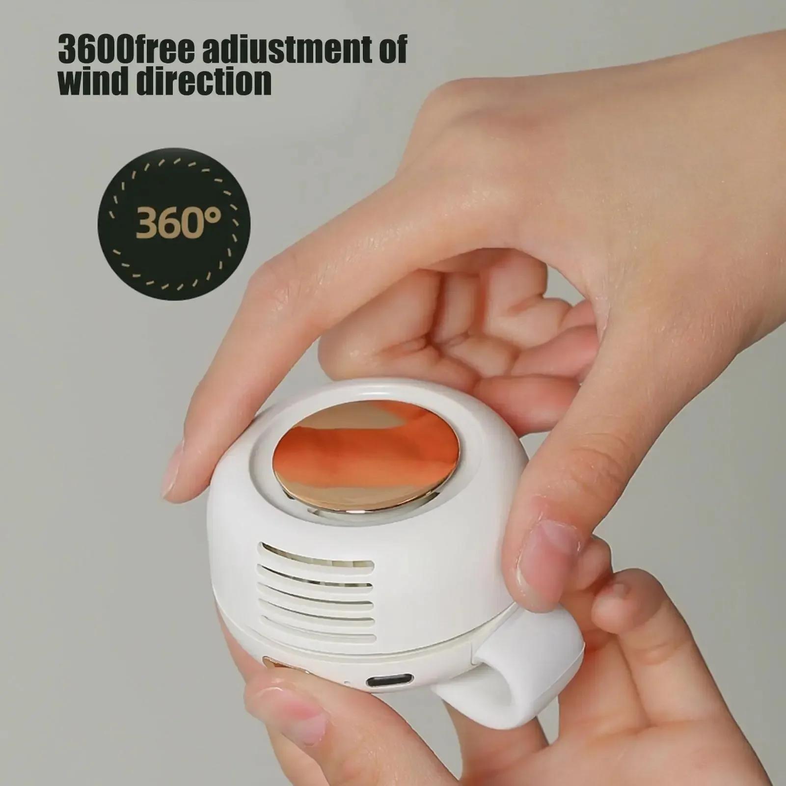 Mini ventilateur tourbillon portable avec clip de taille, 3 vitesses, mains libres, silencieux, pour