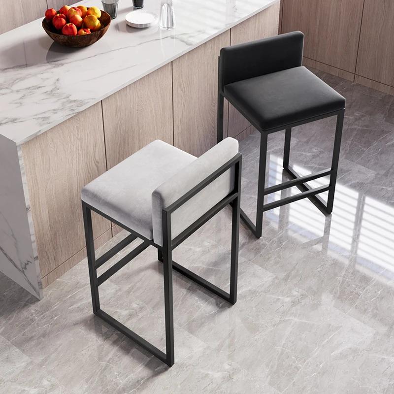 Tabouret de bar moderne avec dossier en fer forgé, chaise de comptoir pour la maison, l'îlot de cuis