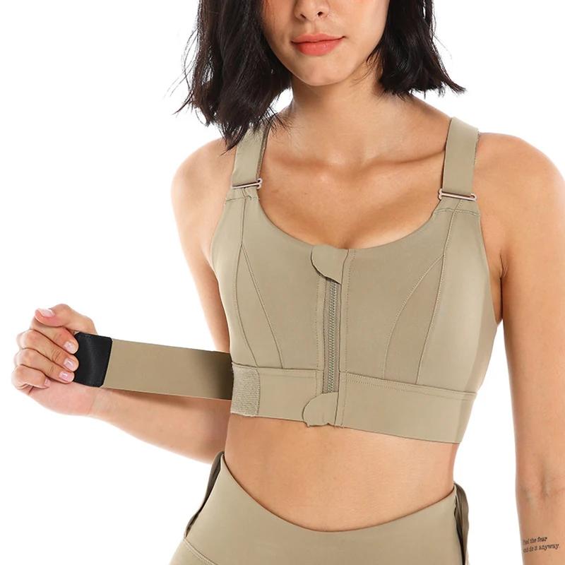 Femmes Sport soutien-gorge collants haut court Yoga gilet avant fermeture éclair grande taille sangl