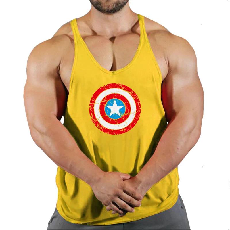 Mode d'été tendance fitness gilet hommes fitness vêtements de sport fitness impression cool chemise