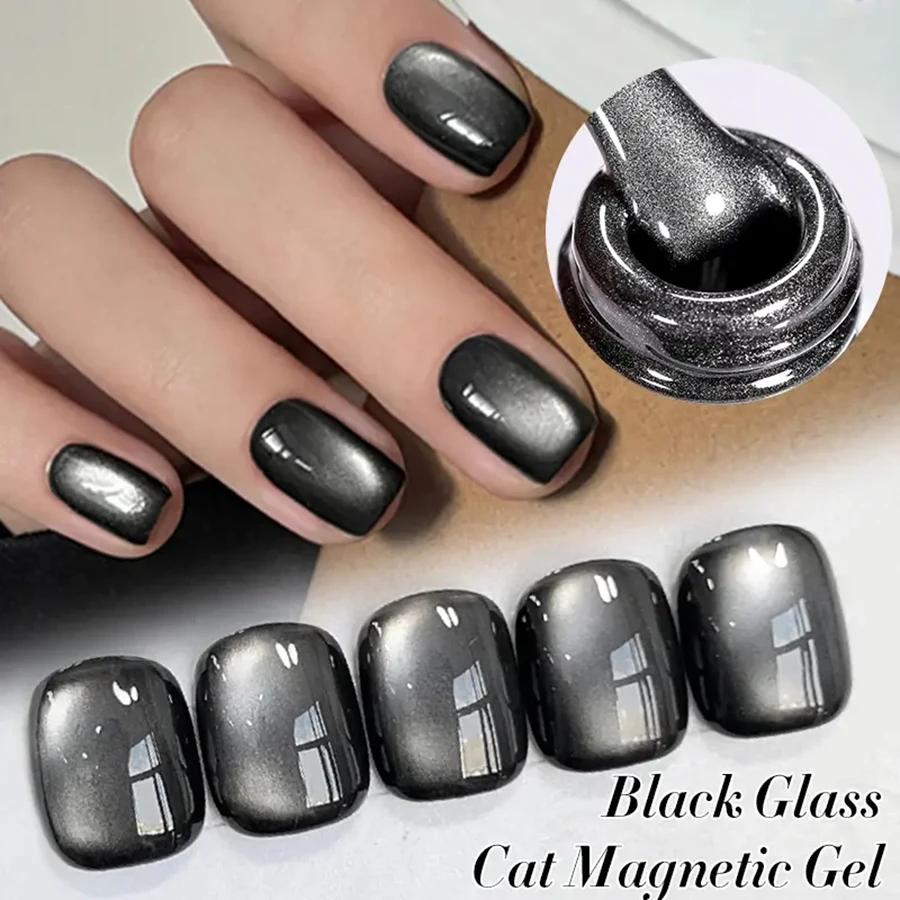 1-24 pièces WS Style japonais verre noir chat Gel magnétique vernis à ongles Nail Art manucure Varni
