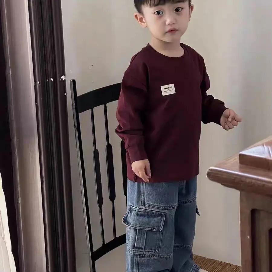 Jeans pour garçons style coréen, pantalon cargo ample polyvalent, marque de mode pour enfants, panta
