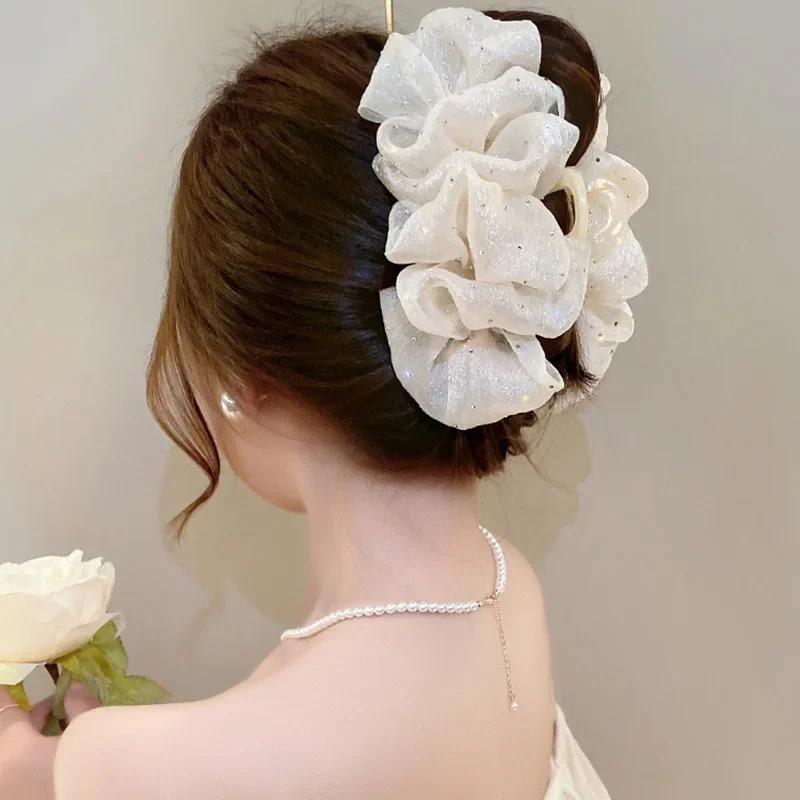 Pinces à cheveux avec nœud en maille pour femmes, accessoires pour cheveux féminins, ornement de che