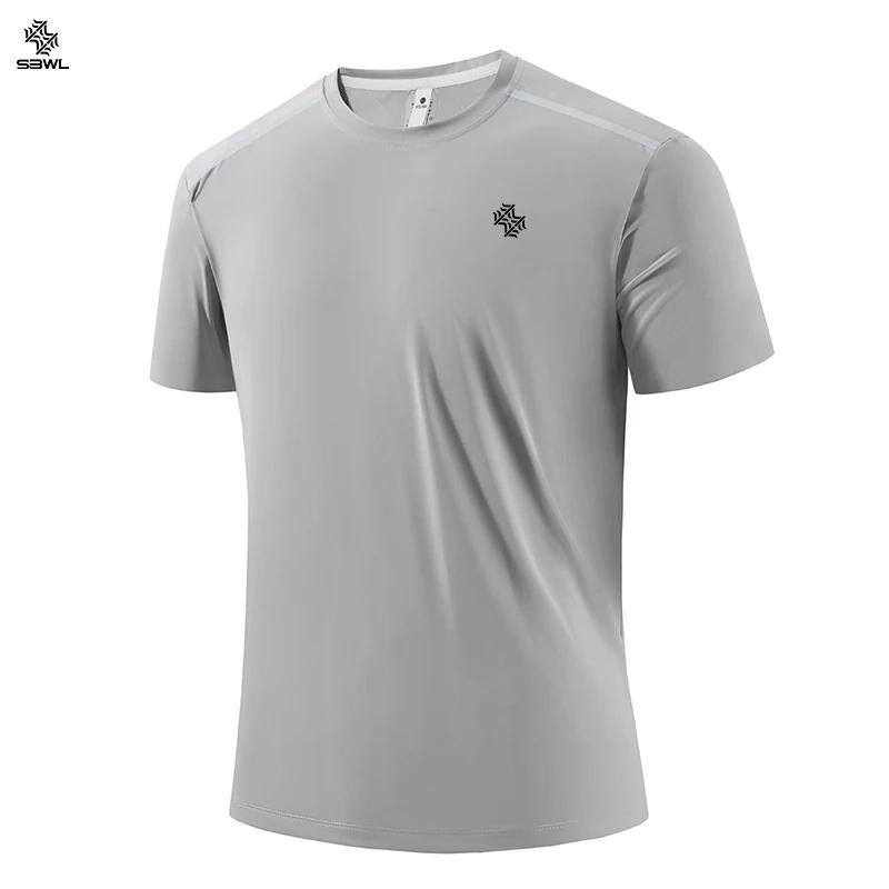 SBWL été hommes respirant fitness séchage rapide T-shirt mode haute qualité loisirs en plein air cou