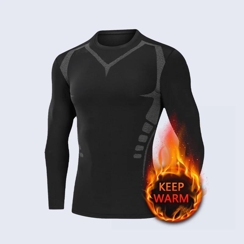 Haut de sport moulant à manches longues pour homme, fin, à séchage rapide, très élastique, adapté au