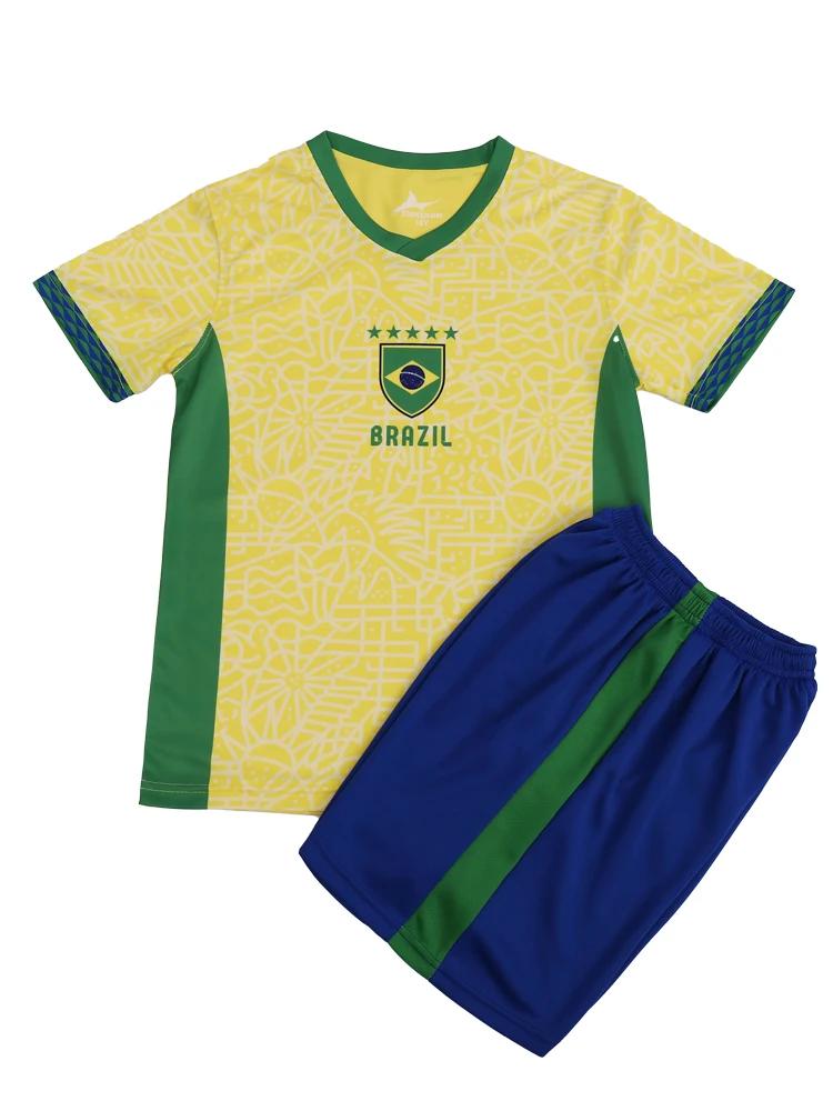 Suruida Maillot de football Brésil pour enfants Ensembles de sport pour garçons et filles Kits de ma