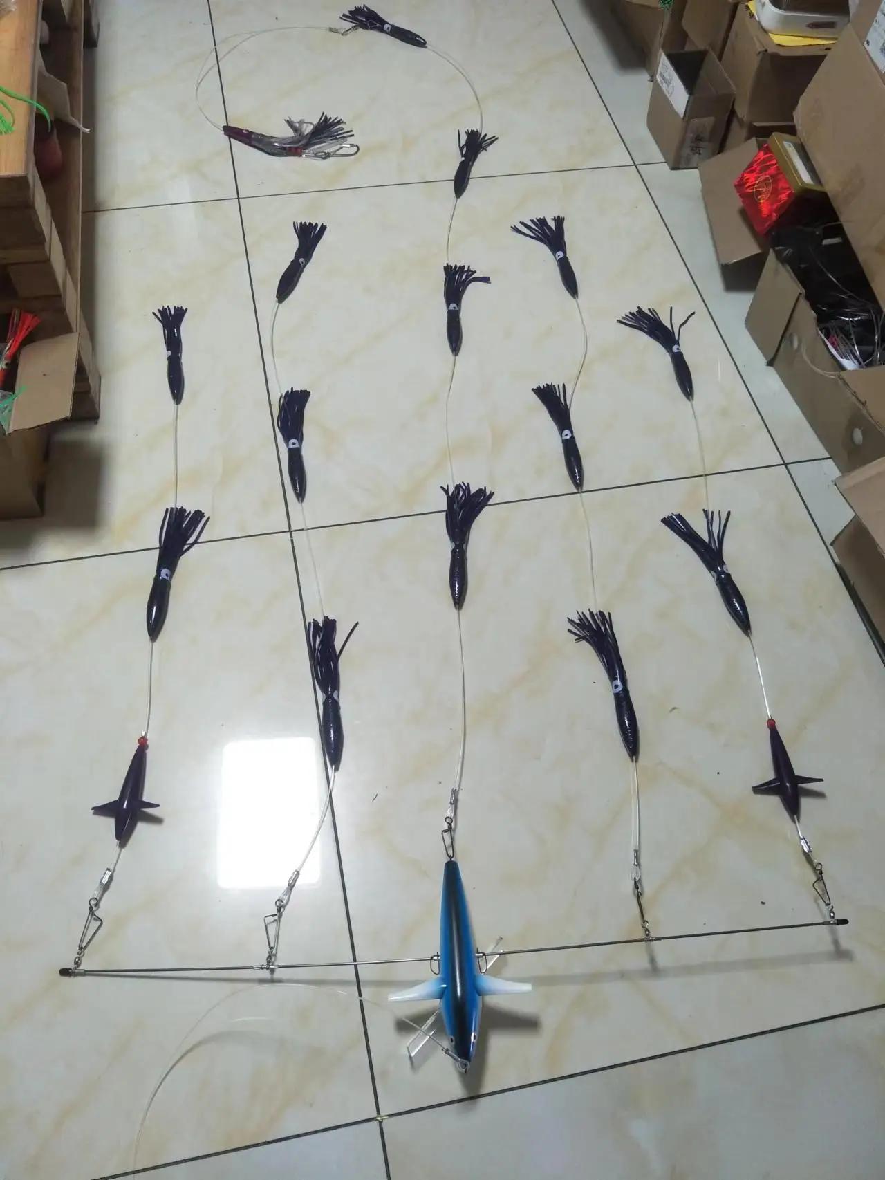 Marlin thon Teaser Bird Splashbar SpreaderBars avec 9 "Premium Leurres, 36" Tianium Nickel Alliage,