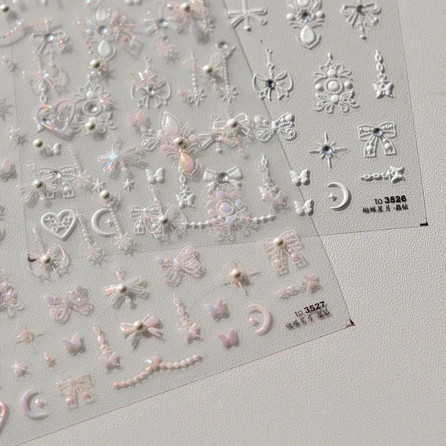 Autocollants pour ongles en cristal et diamant 5D, 1 pièce, stickers de décoration, laser, nœud papi