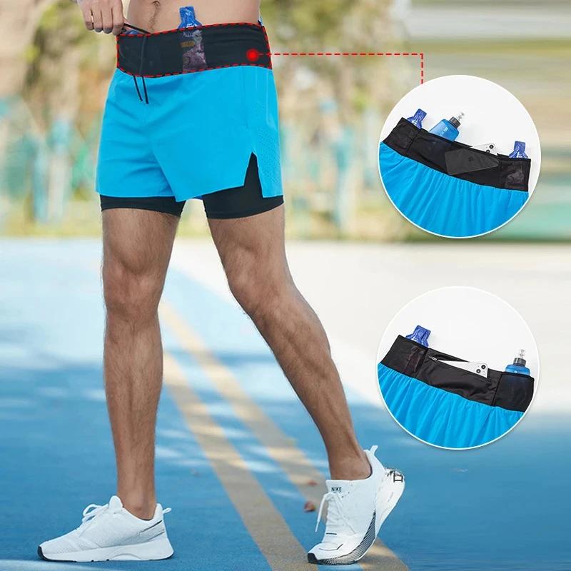 Short marathon homme double pont séchage rapide - Short fitness course basketball poche entraînement