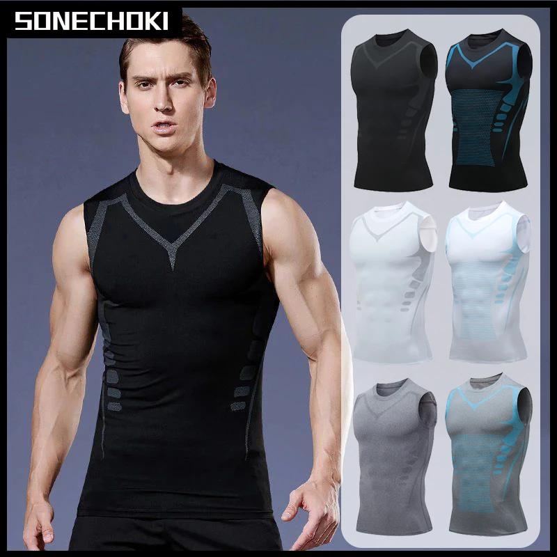 Débardeur compression pour hommes - Haut musculation sans manches séchage rapide fitness