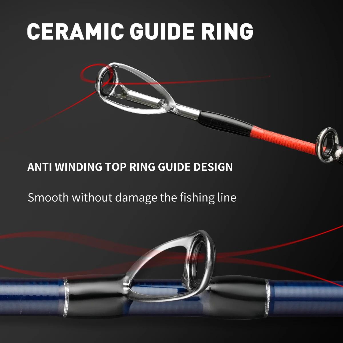 Canne à pêche poulpe de 1.75m, puissante pointe en titane, pour gabarits et action 9:1, en bateau, d