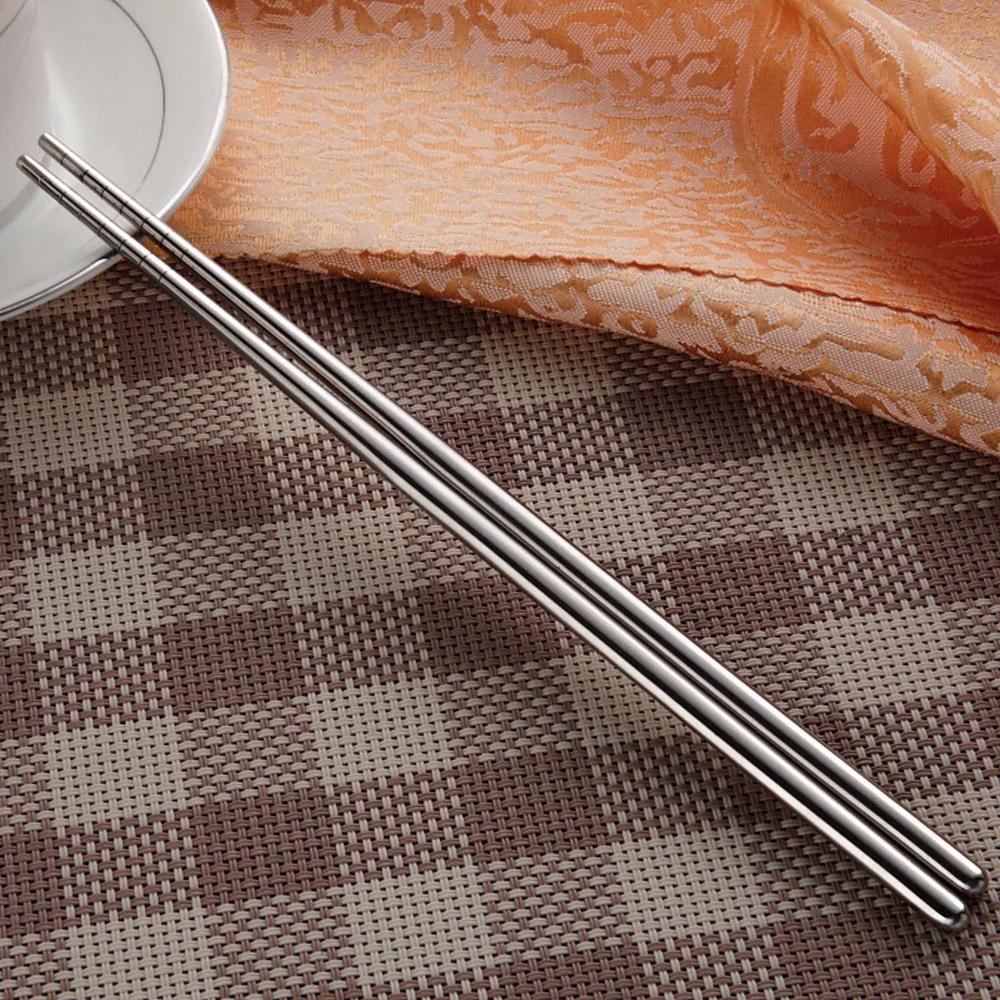 Baguettes en acier inoxydable réutilisables, japonaises, coréennes, chinoises, Sushi, aliments, bâto