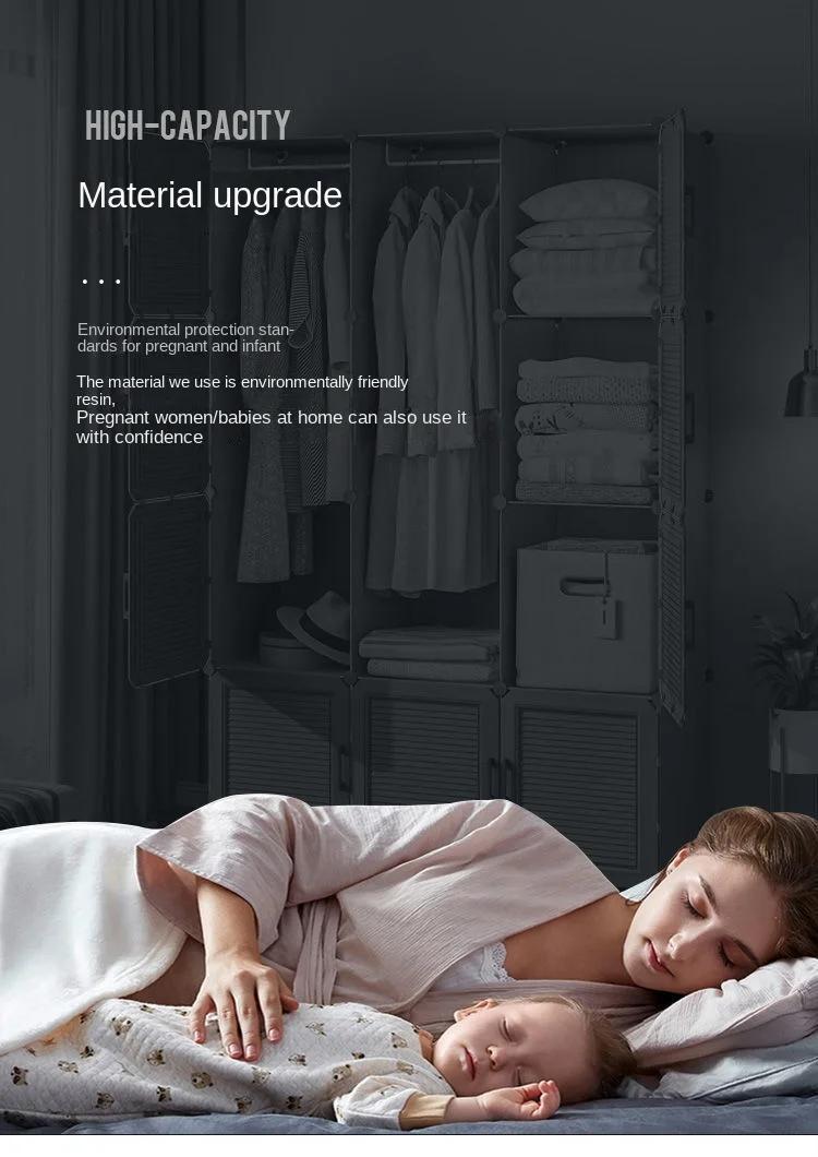 Armoire de Rangement Pliable et Anti-Poussière, Meuble de Chambre à Coucher, Assemblez des Vêtements