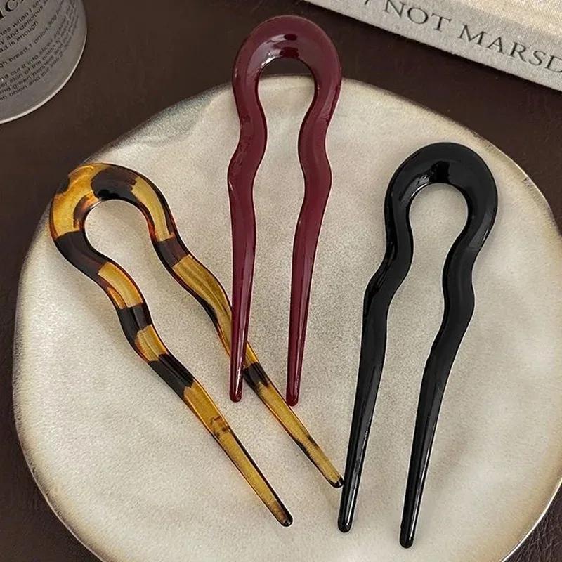 Pince à cheveux torsadée française en forme de U pour femmes, épingles à cheveux ondulées en plastiq