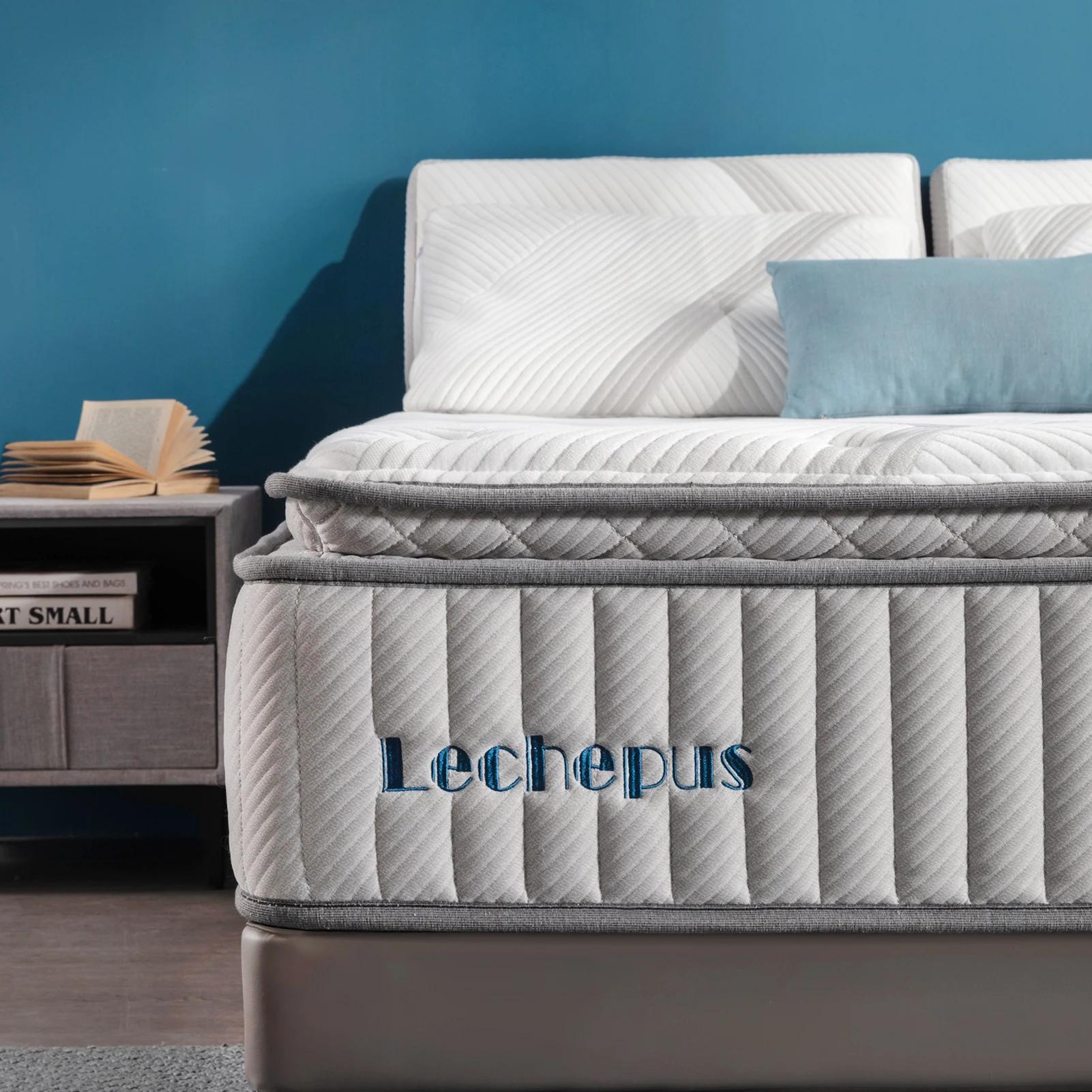 Matelas hybride en mousse à mémoire de forme avec poche, matelas Queen Size, Lechepus, moyen optimis