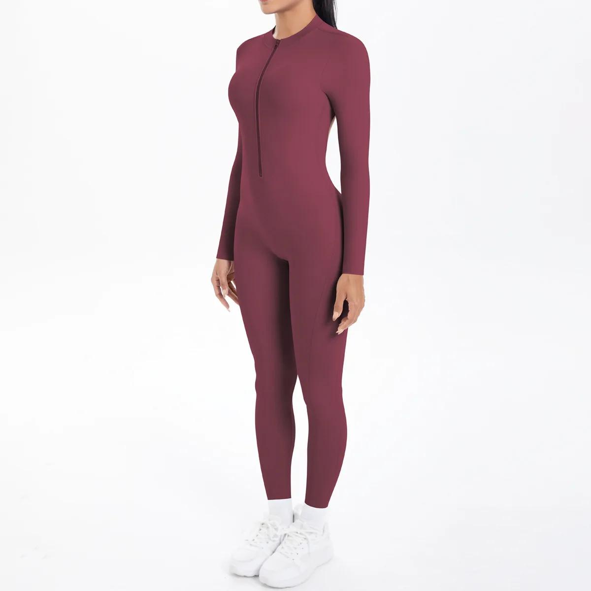Combinaison de sport dos en V, vêtements de Yoga, barboteuse pour femmes, manches longues, body d'en