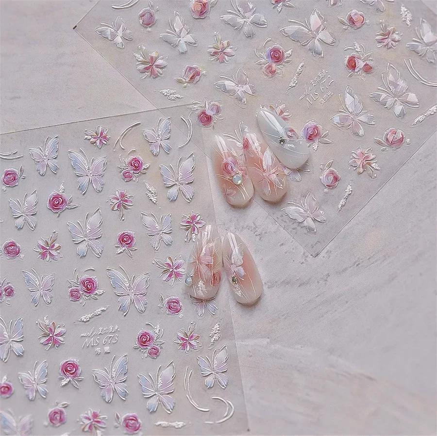 Gelée papillon 5D Nail Art autocollant strass cristal charmant brillant insectes animaux bricolage a