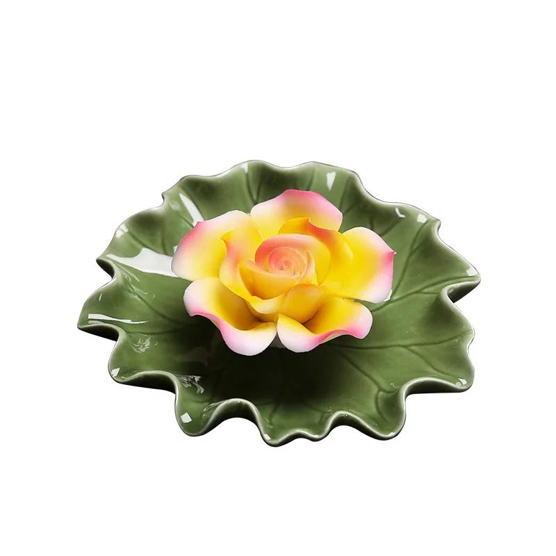 Plateau d'encens en céramique imitation fil floral fait à la main, diffuseur d'arôme, base typolePG,