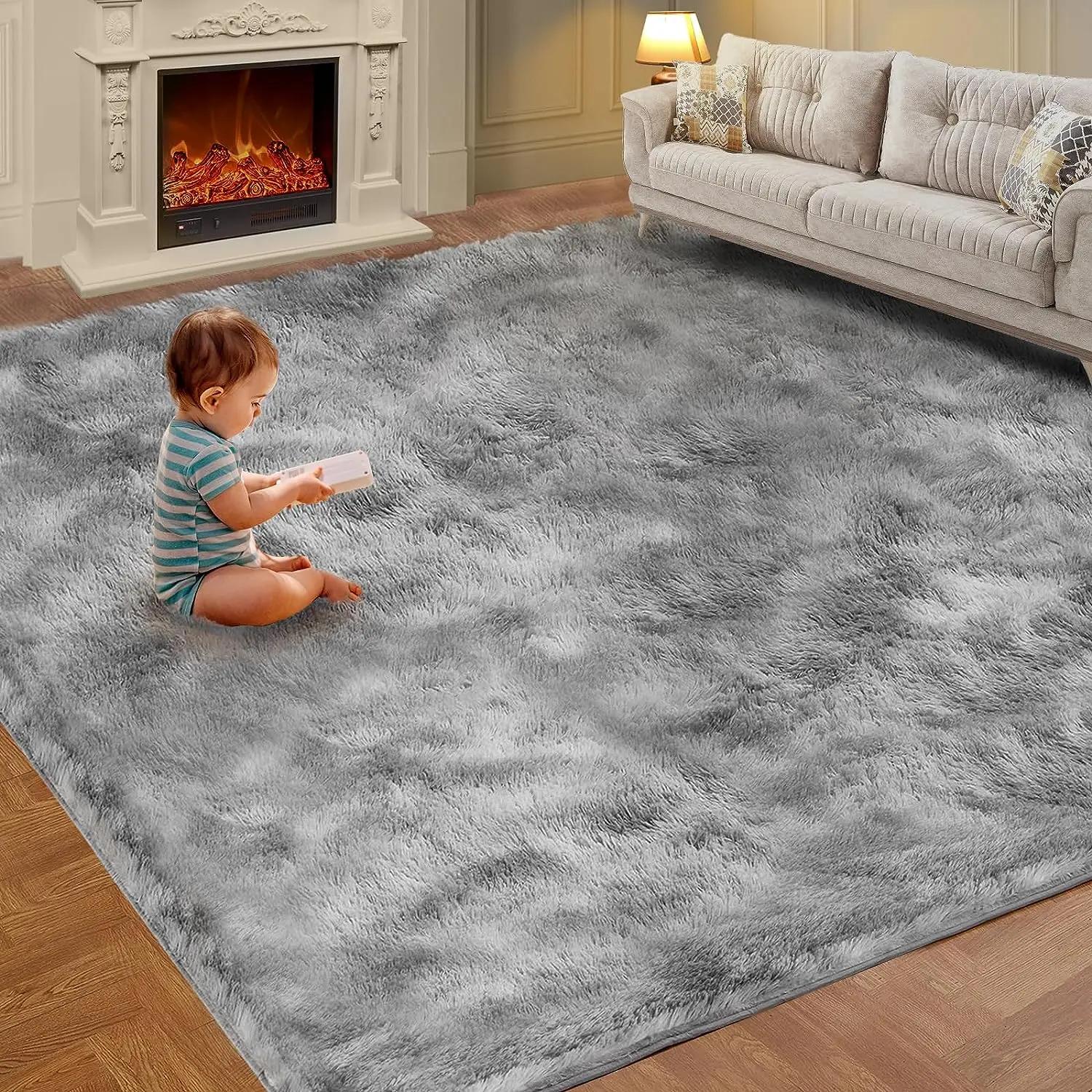 VIKAMA – tapis en peluche teint par nouage, décoration de salon, doux et moelleux, pour la maison, c