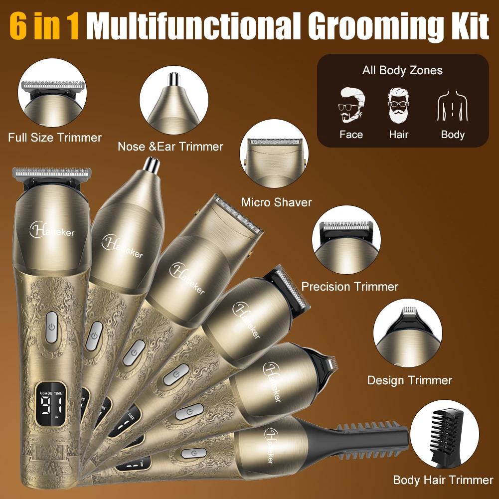 Hatteker-Tondeuse à cheveux électrique aste sans fil pour hommes, tondeuse multifonction, coupe de c